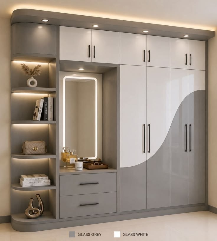 Bedroom wardrobe with dressing unit design four
